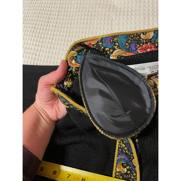 VTG Anne Crimmins for Umi Collections Black Floral Pleated Silk Skirt Set Med 10 - Picture 9 of 16